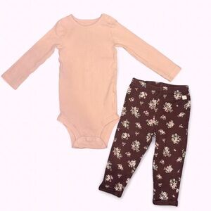 Carters Little Planet Two-Piece Matching Set - Pink Top & Floral Leggings